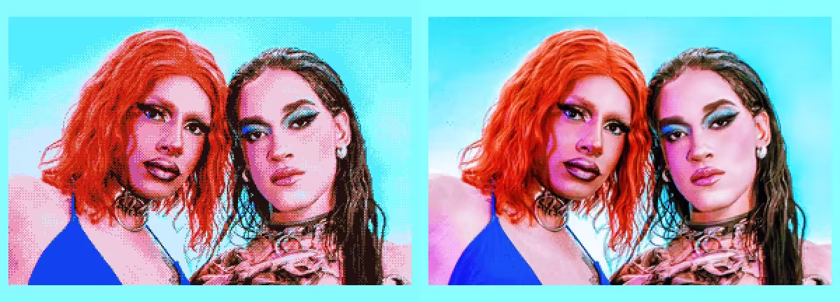 Another slideshow frame off the disc, featuring the queens, shown side by side